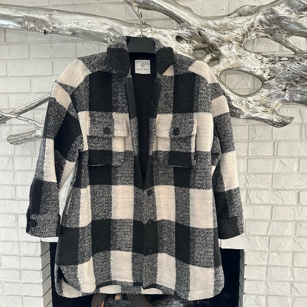 ANINE BING MAEVE JACKET - CREAM BUFFALO CHECK